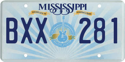 MS license plate BXX281