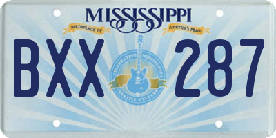 MS license plate BXX287