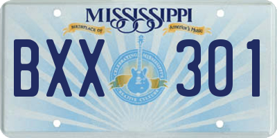 MS license plate BXX301
