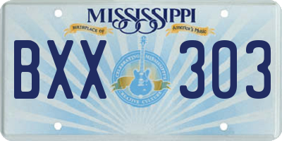 MS license plate BXX303