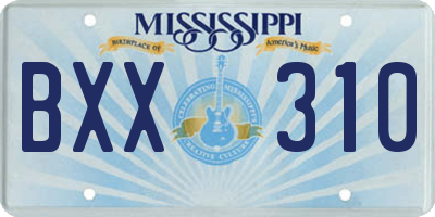 MS license plate BXX310