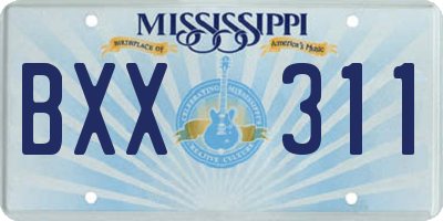 MS license plate BXX311
