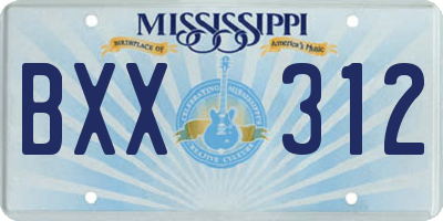 MS license plate BXX312