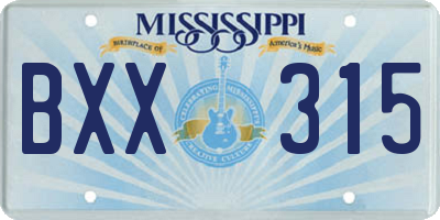 MS license plate BXX315