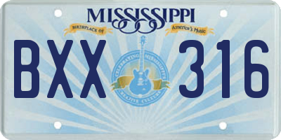 MS license plate BXX316