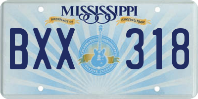 MS license plate BXX318