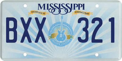 MS license plate BXX321
