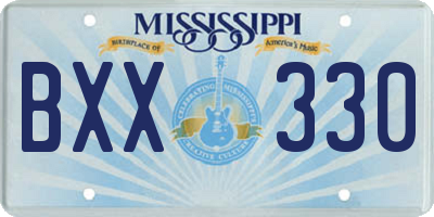 MS license plate BXX330
