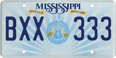 MS license plate BXX333