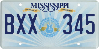 MS license plate BXX345