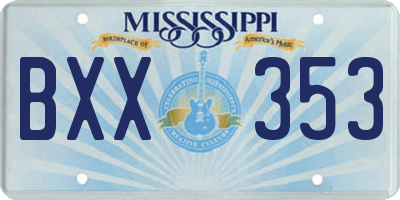MS license plate BXX353