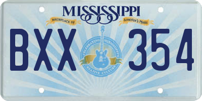 MS license plate BXX354