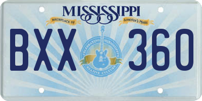 MS license plate BXX360