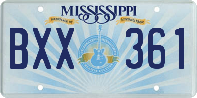 MS license plate BXX361