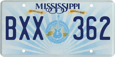 MS license plate BXX362