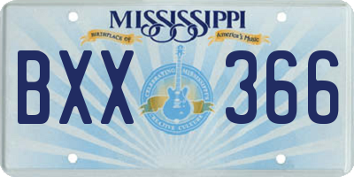 MS license plate BXX366