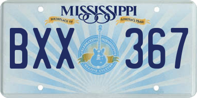 MS license plate BXX367