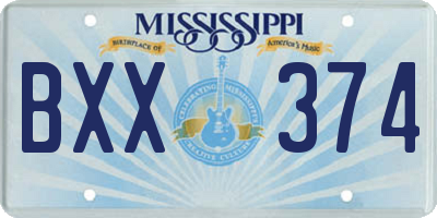 MS license plate BXX374