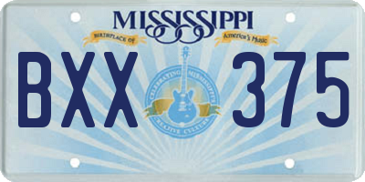 MS license plate BXX375