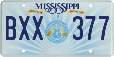 MS license plate BXX377
