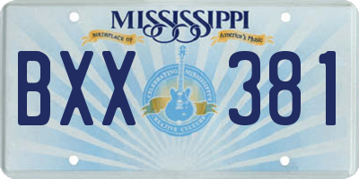 MS license plate BXX381