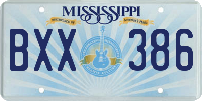 MS license plate BXX386