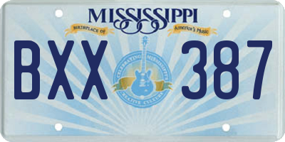 MS license plate BXX387