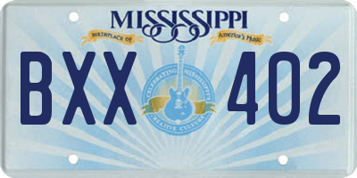 MS license plate BXX402