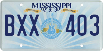 MS license plate BXX403