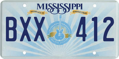 MS license plate BXX412