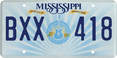 MS license plate BXX418