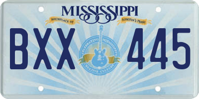 MS license plate BXX445