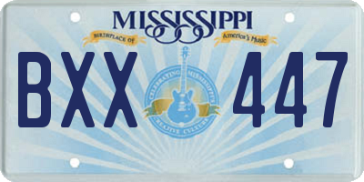 MS license plate BXX447