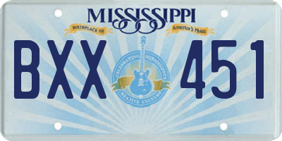 MS license plate BXX451