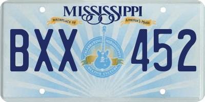 MS license plate BXX452