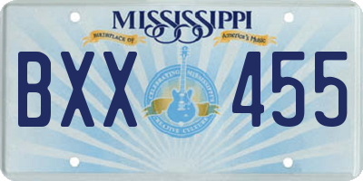 MS license plate BXX455