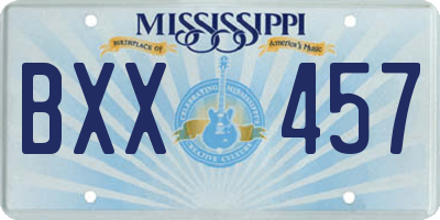 MS license plate BXX457