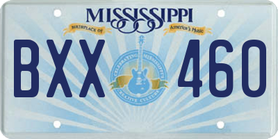 MS license plate BXX460