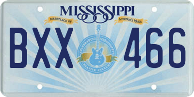 MS license plate BXX466