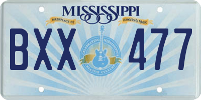 MS license plate BXX477