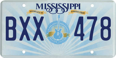 MS license plate BXX478