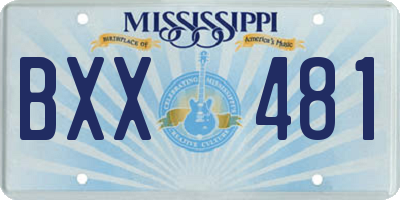 MS license plate BXX481