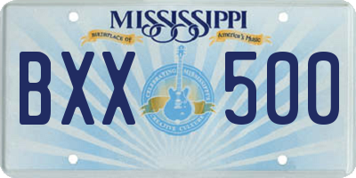 MS license plate BXX500