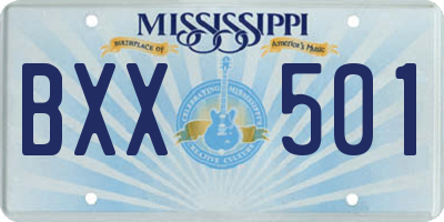 MS license plate BXX501