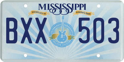 MS license plate BXX503