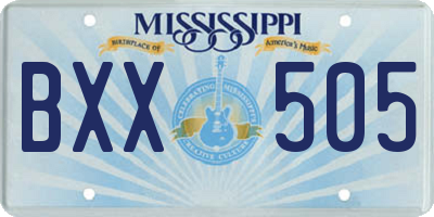 MS license plate BXX505