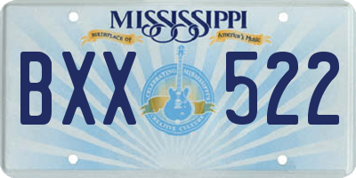 MS license plate BXX522
