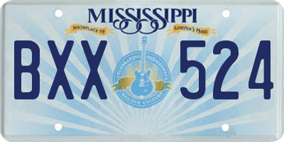 MS license plate BXX524