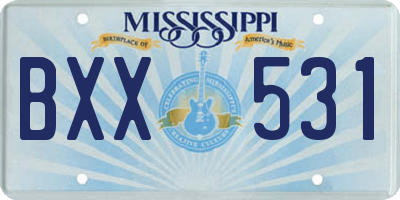 MS license plate BXX531