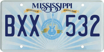 MS license plate BXX532